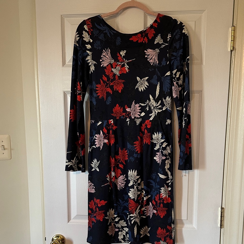 Joules Navy Floral Long Sleeve Dress